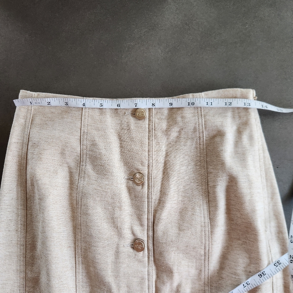 Cult Gaia Beige Linen Blend Lua Midi Skirt Size 4 NWT $495 Quiet Luxury Office - Picture 11 of 14